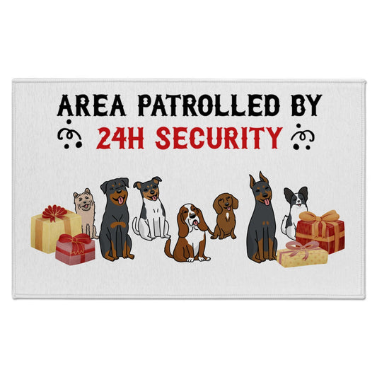 Area Patrolled By 24 Hour Security Dogs - Personalized Door Mat