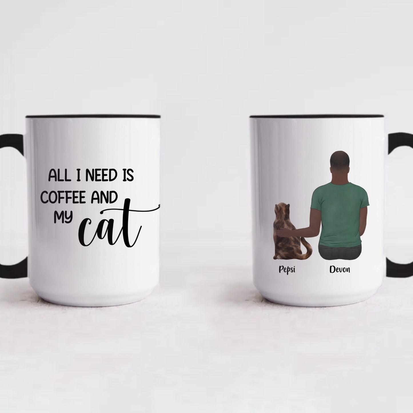 Custom All I Need is Coffee and My Cat Coffee Mug 15oz