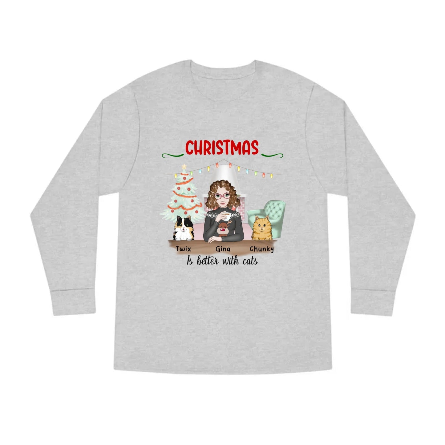 Custom Christmas is Better With Cats/Dogs Long Sleeve Tee