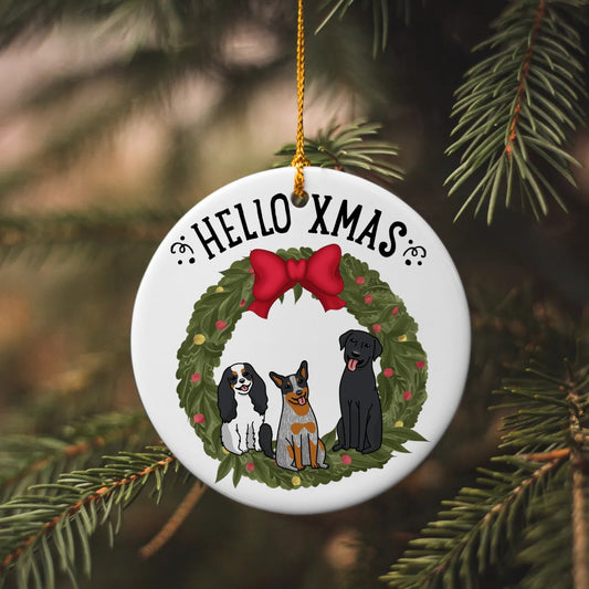 Custom Hello Xmas Dog Ornament