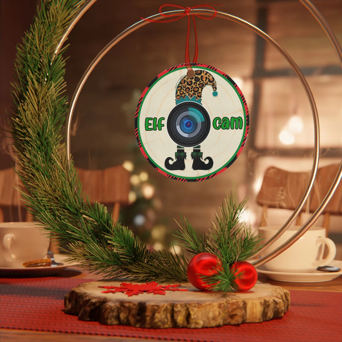 Elf Cam Camera Metal Ornament (Not A Real Camera)