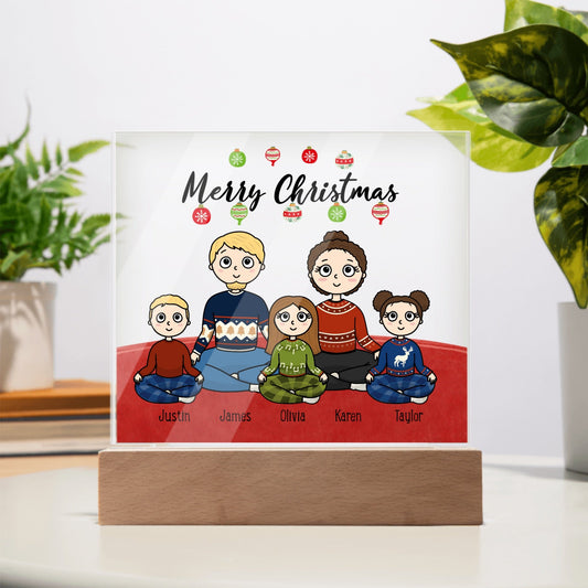 Custom Family Merry Christmas Acrylic Square Plaque