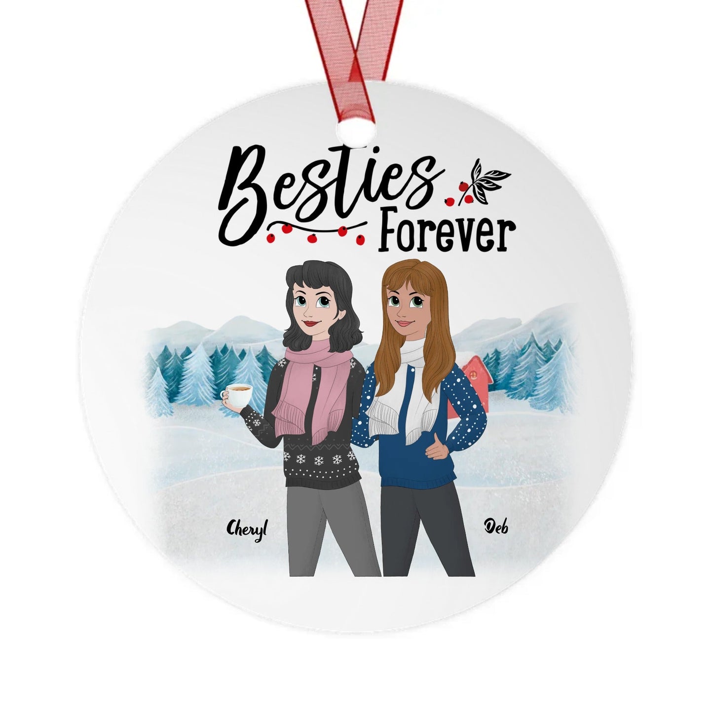 Custom Besties Forever Friends Metal Ornament